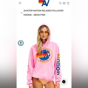 Aviator Nation - NWT Relaxed Pullover Hoodie - Neon Pink